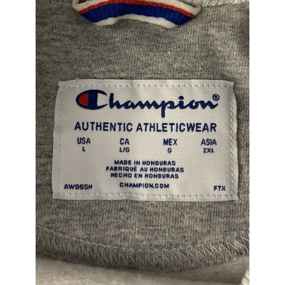 CHAMPION Powerblend Crewneck Sweatshirt Men Large Heather Gray Classic Logo - Picture 2 of 11